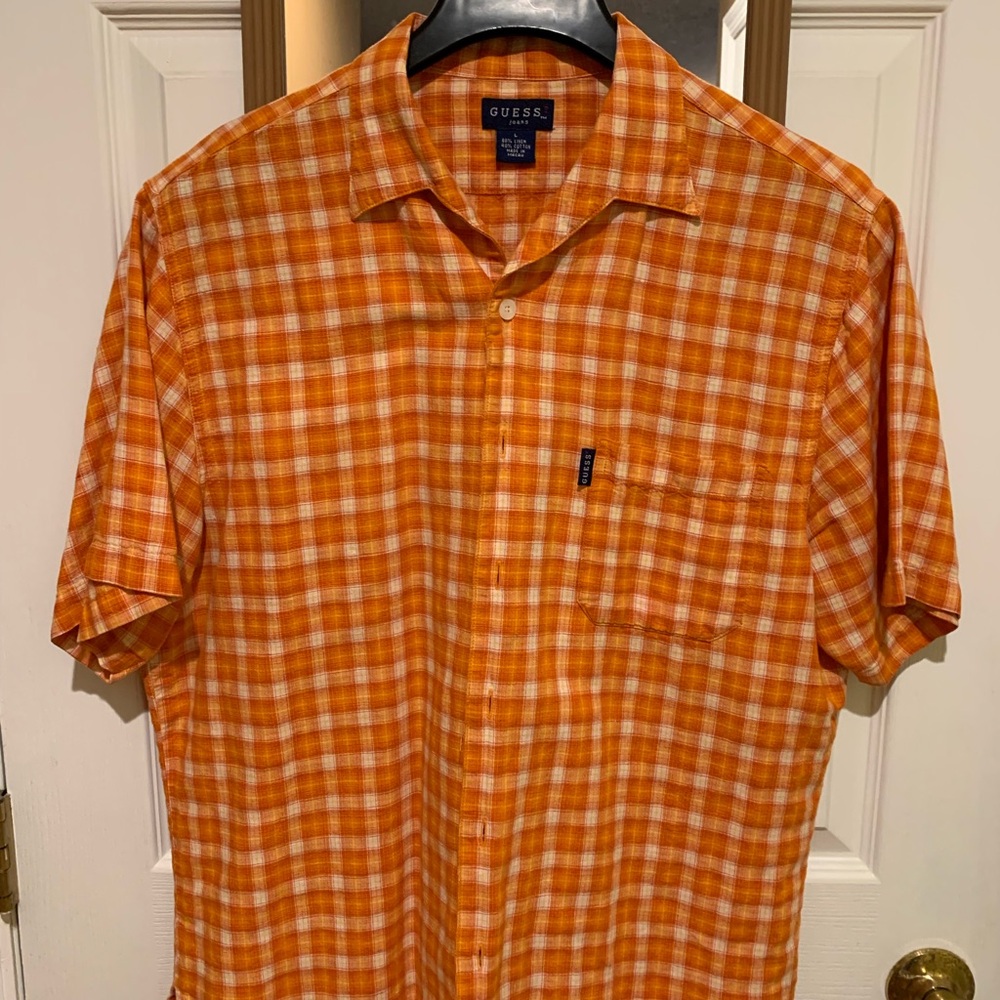 Guess Orange Casual Button Down Shirt